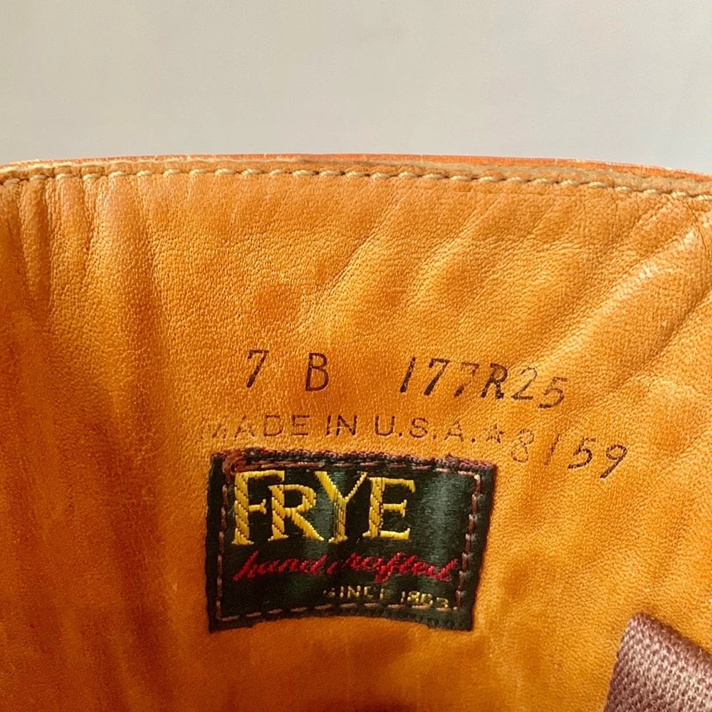 SOLD FRYE Campus Boots True Vintage Black Label Sunrise Cognac Tall Western 7 - Picture 6 of 8